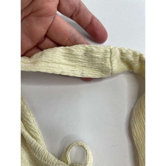 Urban Outfitters L Valeria Halter Cropped Top Cream Cutout Front Drawstring NWT - Picture 6 of 7